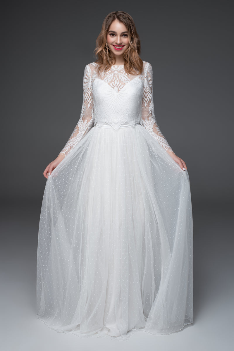 Bohemian Wedding Dresses with Sleeves | SADONI