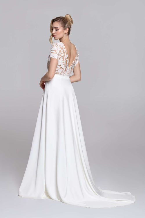 Heavy satin bridal or evening skirt. Half circle volume.