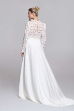 Lace top FAY with long wide sleeves. Mix&Match wedding outfit. Bridal separates.