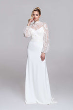 FIREFLY wedding dress | Beaded floral lace with long sleeves and slim mermaid silhouette