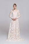 FOUNTAIN wedding dress | Geometrical bohemian lace with long sleeves