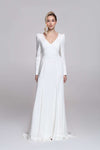 FREYA wedding dress | V neckline with long sleeves 