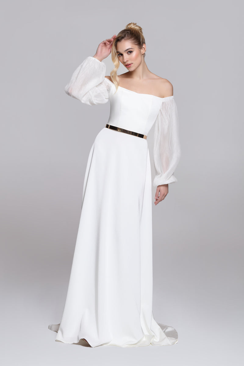 FALCON off shoulder wedding dress with long sleeves