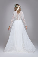 ILYSSA vintage Wedding Dress | Long Sleeves Close Bac