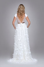 IMAN floral bridal skirt with 3d flowers and full circle volume.