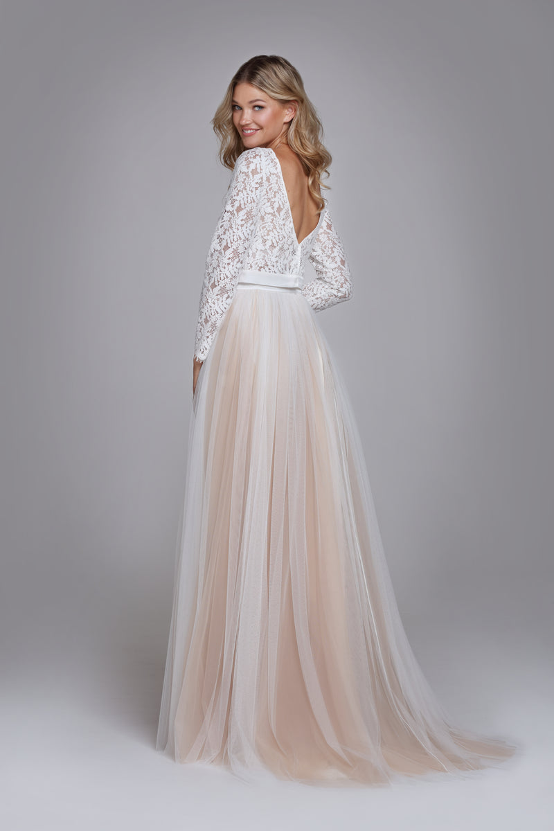 INES lace bridal top with long sleeves 