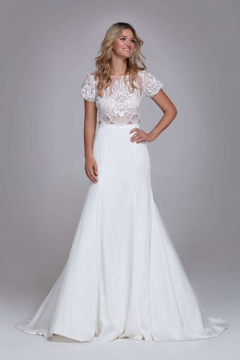 Bridal meramaid skirt in matt polyester satin