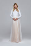 ridal or evening skirt - with light shiny beads. With nude or ivory tulle underlayer.