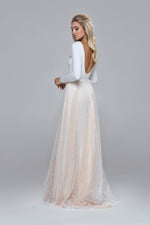 ridal or evening skirt - with light shiny beads. With nude or ivory tulle underlayer.