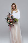 ridal or evening skirt - with light shiny beads. With nude or ivory tulle underlayer.