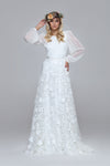 IMAN floral bridal skirt with 3d flowers and full circle volume.
