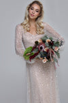 Luxurious wedding dress PASSION. Sequin tulle bridal dress with V-neckline. A-line big volume skirt. 