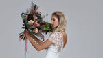 Sparkly wedding dress PERSIA. Boat neckline, V-back. Slip mermaid siluett with train