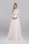 Bridal or evening skirt with draped soft tulle and nude tulle under layer.